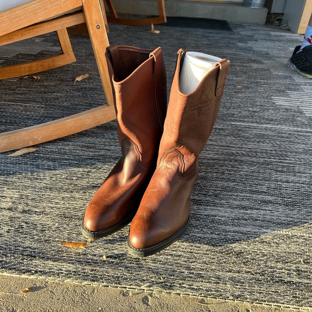 Vintage Mason Shoes Brown Leather Western Cowboy Motorcycle Work Boots 12 4e